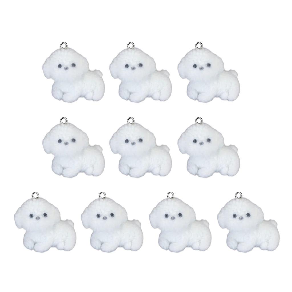 Cute Flocked Resin Puppy Pendant Resin Puppy Flock Charm for Creative Jewelry Projects and Personalized Accessories