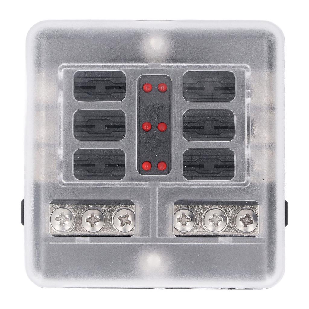 6 Way Box, LED Display, 32V Carrier for Car, Boat, Truck, with Waterproof Cover, 100A Highest Input Current