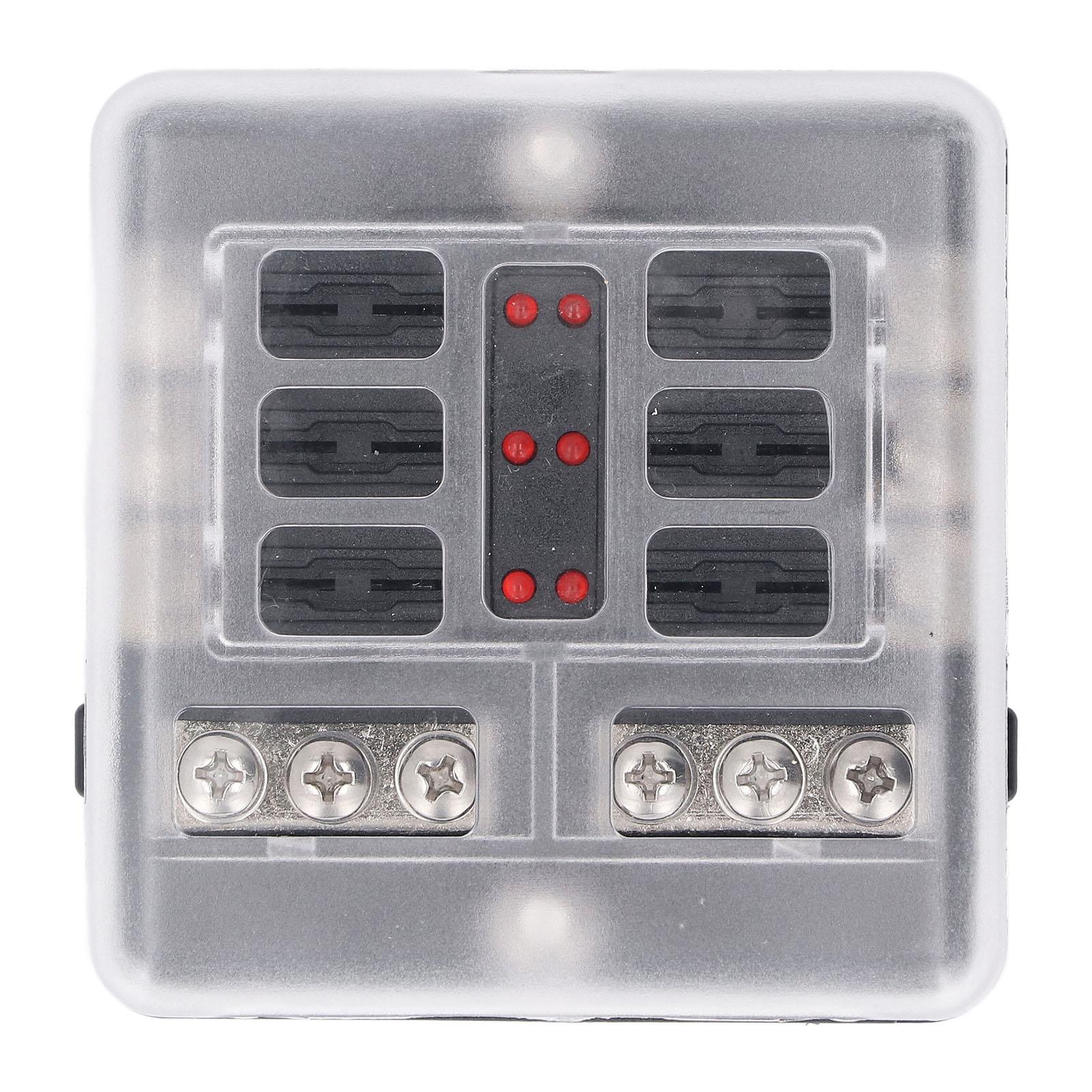 

6 Way Fuse Box Red LED Indicator Water Proof Cover Maximum DC32V Fuse Holder for Car Boat Truck