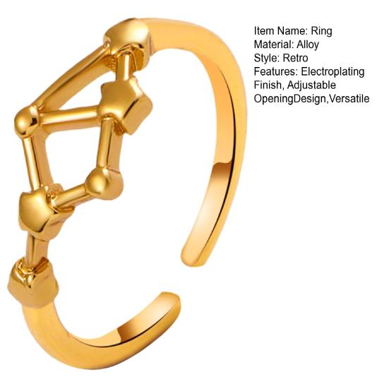 Student Ring Electroplated Finish Adjustable Opening Design Star Symbol Ring Couple Matching Ring