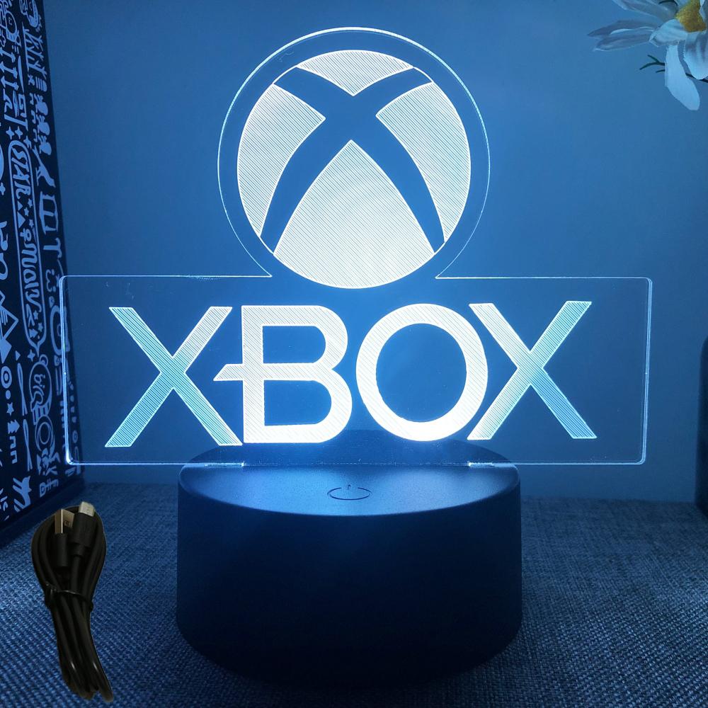 

Игровая лампа 3D ночник для XBOX, освещение для игровой комнаты, для рабочего стола, геймерский декор на светодиодных лампах, настольная лампа, логотип-иконка, детские подарки