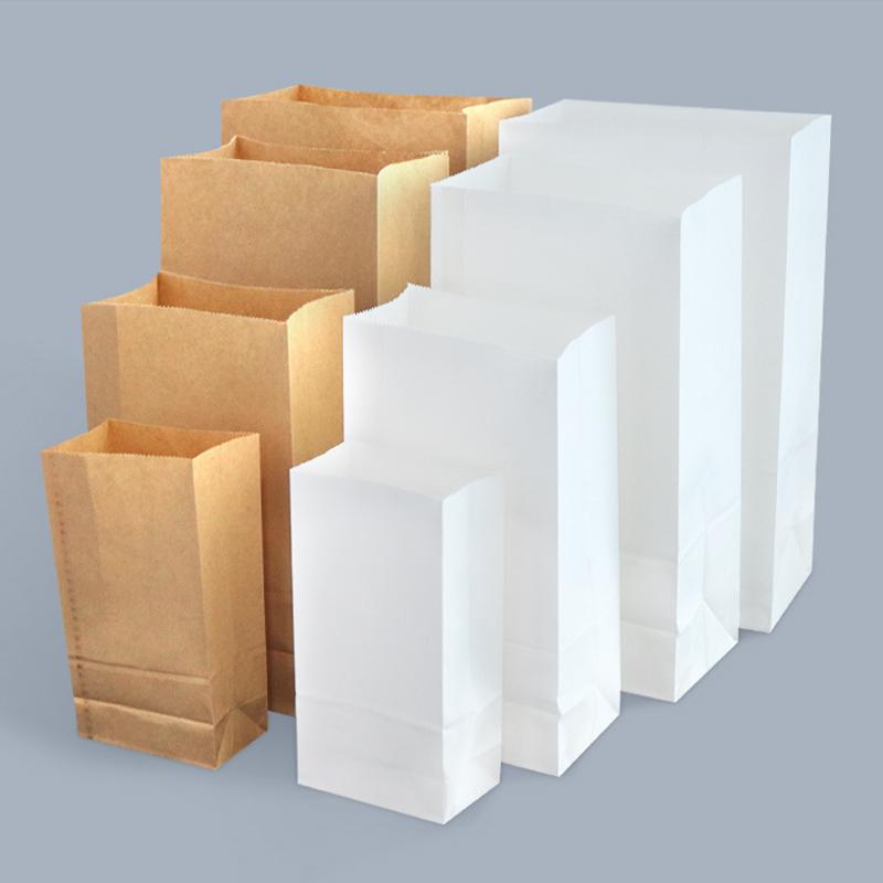 100pcs kraft paper bag gift bags packaging biscuit candy food cookie bread seen snacks baking takeaway bags