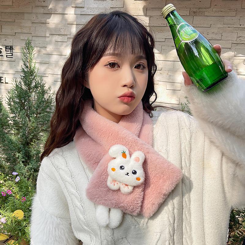 Plüschschal für Damen im koreanischen Stil: Hochwertige Wärme, verdickter Kragen für Herbst/Winter.