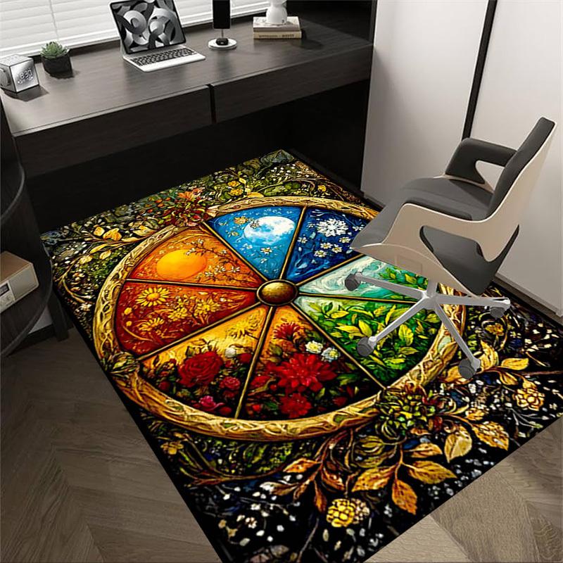 1 Stück Jahresrad Extra Groß Rutschfester Teppich für Boden, Büro, Familie, Schlafzimmer, Studio   Großer Teppich für Innenbereiche, , Lebendige Farben