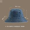 New hat female versatile fashion denim bucket hat embroidered cherry pattern wide brim sunshade basin hat