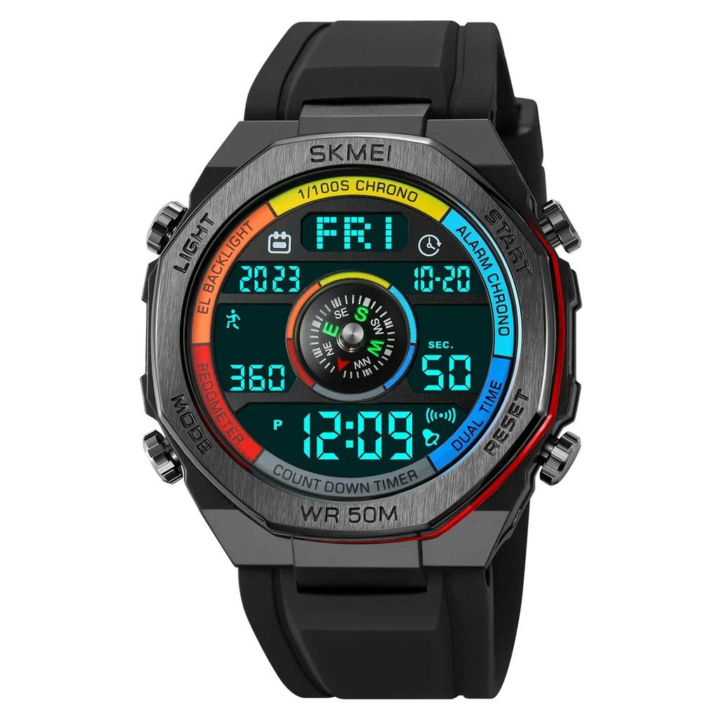 SKMEI 2209 Multifunctional Waterproof LED Watch Sports Electronic Watch Men's Outdoor Sports Compass Electronic Watch