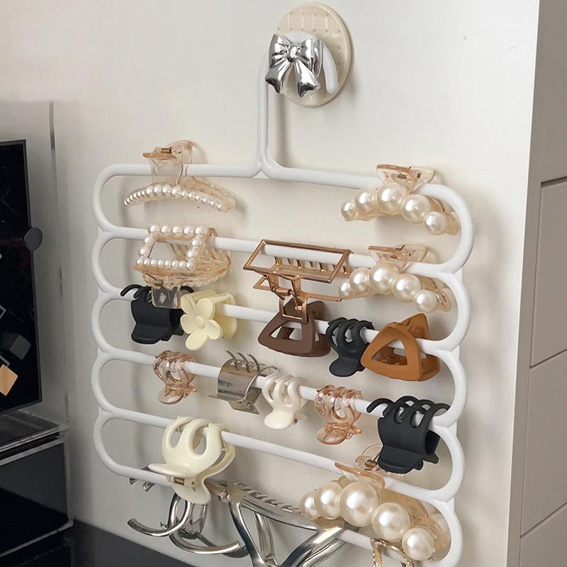 Organizador de 5 capas para guardar garras de pelo, gran capacidad, soporte para diadema engrosado, colgador de horquillas para colgar en la pared, espacio para mujeres