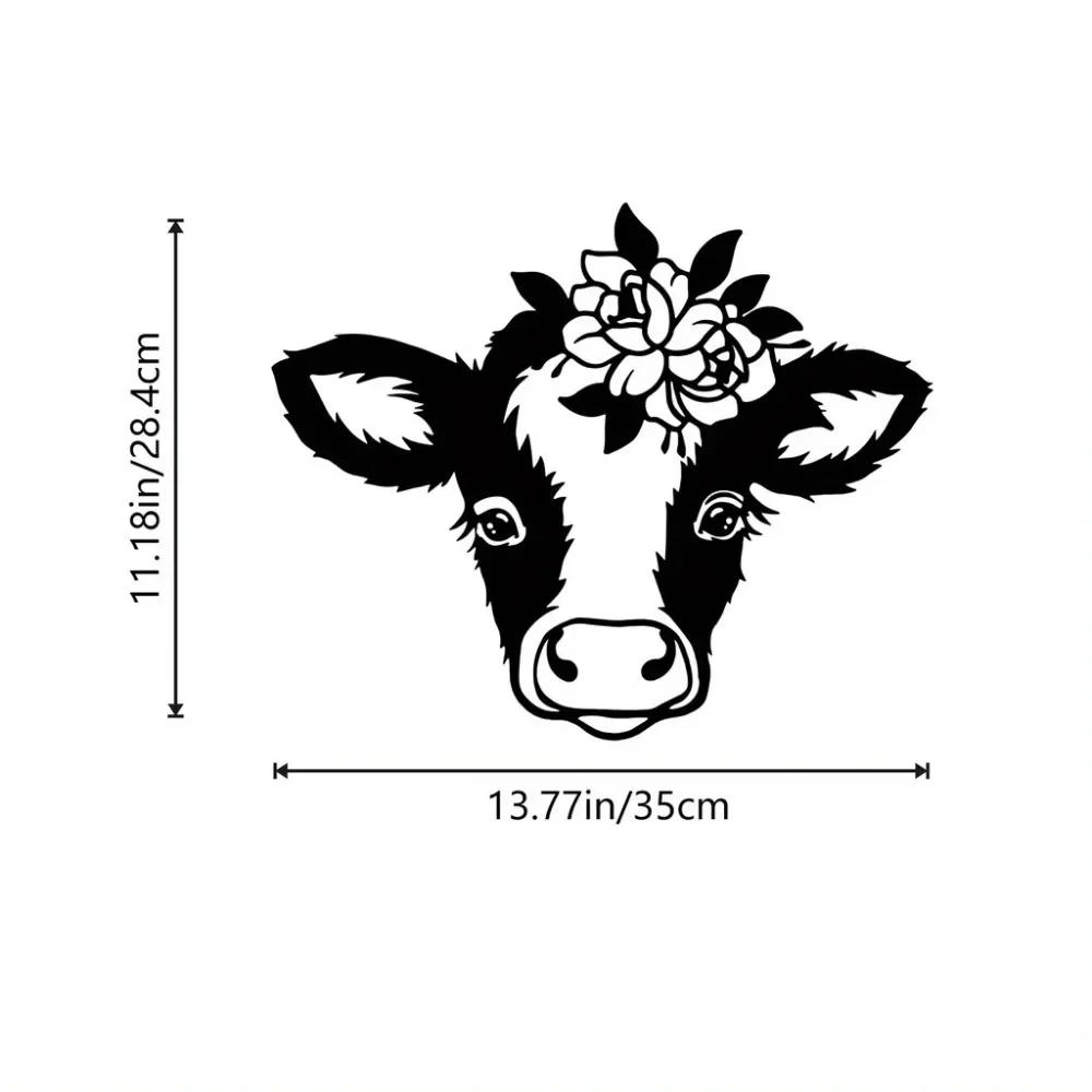 1pc Cute Cow Metal Wall Art – Funny Animal Decoration for Home, Ideal for Children's Room or Kindergarten, Includes Stickers