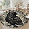 Crow Round Floor Rug Design for Decorate Room Kitchen Bedrooms Balcony Antislip Round Carpet Decorate Offices Perfect Gift for Women Men