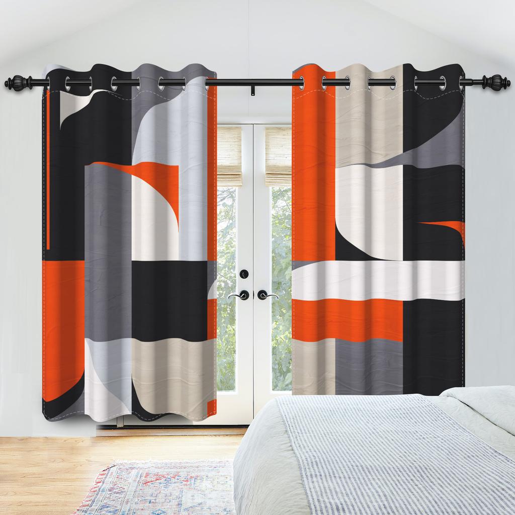 Blackout Abstract Geometric Art Curtains Multicolor Bedroom Living Room Kitchen Decorative Top Curtain Modern Polyester With Grommet Washable Ready
