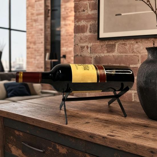 Yousheng Metal Wine Rack, Disassembled Single Bottle Holder for Tabletop, DIY Assembly Display Stand, Housewarming