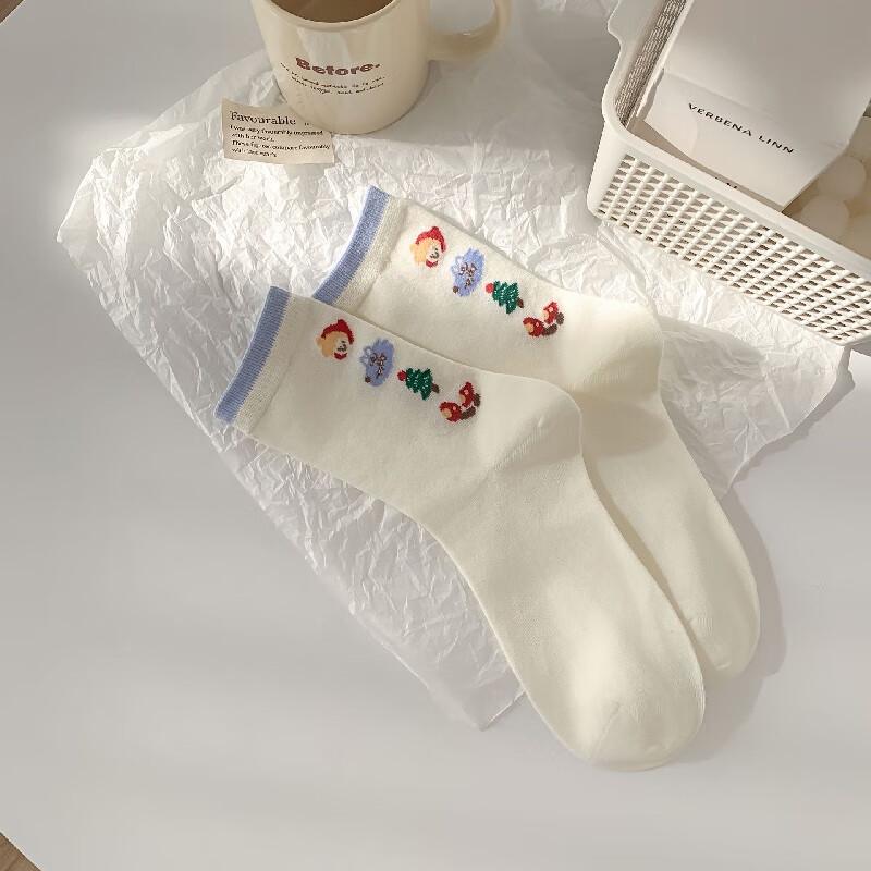 Women s Pure Cotton Cartoon Mid-calf Socks M