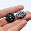 5 Stück Blume Kralle Strassknopf Glitzer Kristall Schwarze Glasperlen Dekorative Ziersteine 22mm Druckknopf