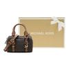 Michael Kors Bedford Metallic Logo Charm Monogram Color Block Crossbody Bag Boston Bag Women handbags Acorn-Brown 32F9G06C0B-252