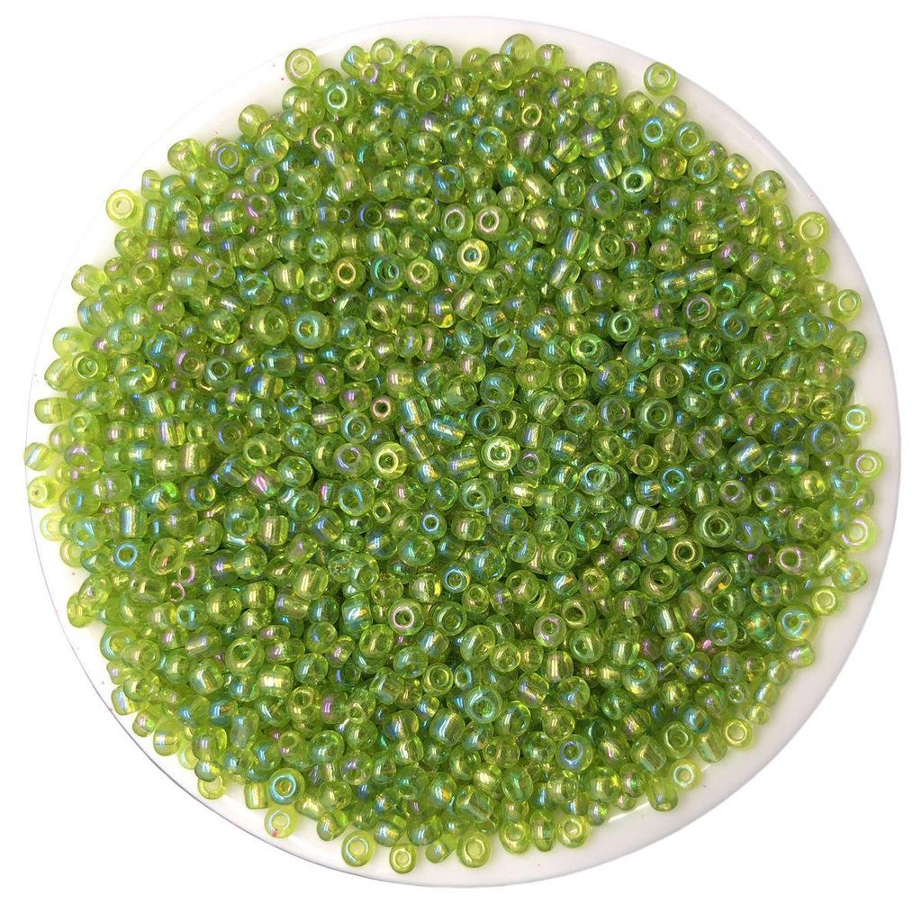 Solid Color 2/3/4mm Glass Seed Beads, Silver Lined, Dyed AB Cream, Round for Handmade Beading & Bracelets.