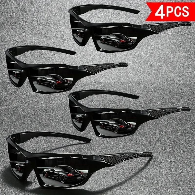 4-piece Dream Colored Men's Sunglasses Set with UV Resistant Lenses Suitable for Daily Leisure Driving and Exploration