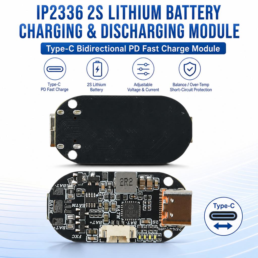 IP2336 2S Lithium Battery Module Type C Bidirectional PD Fast Charge Adjustable Charging Parameter 3A Output With 2S Balance
