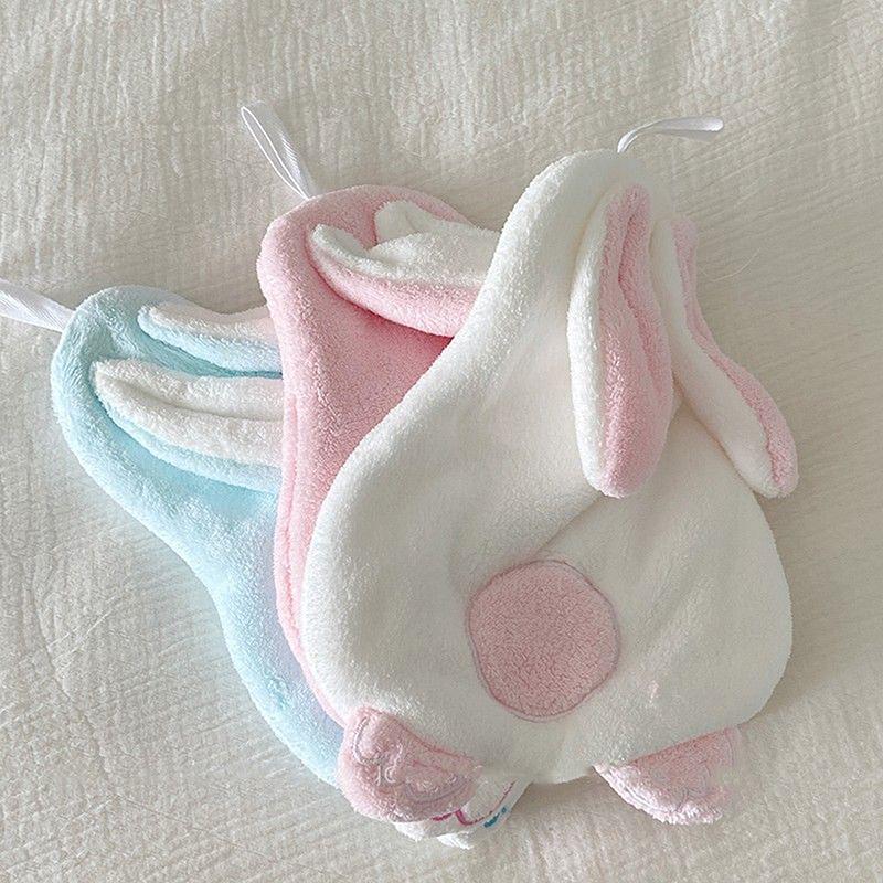 1Pc Rabbit Shape Children'S Hand Towel With Hanging Loop Coral Fleece Absorbent Towel Soft Quick-Drying Bathroom Towel For Home