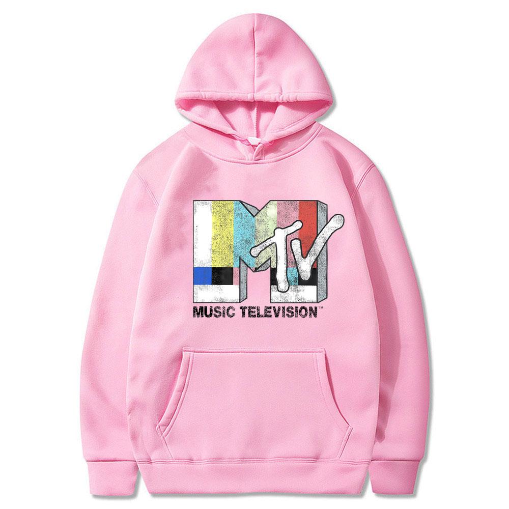 MTV Music Television Signál Grafická Potlač Mikina s Kapucňou Muži Ženy Vintage Móda Oversized Mikina Unisex Y2k Umelecká Estetika Mikiny s Kapucňou