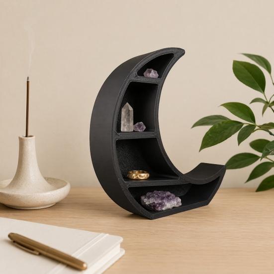 Crescent Moon Shape Storage Rack Faux Crystal Natural Stone Display Rack