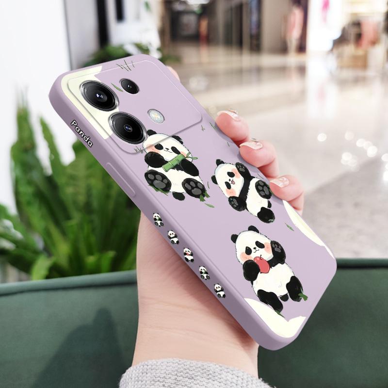 Grass Panda Phone Case For Xiaomi Poco X6 F6 M6 M5 M5S F5 X5 F4 X4 M4 F3 M3 X3 Pro 4G 5G GT Silicone Cover