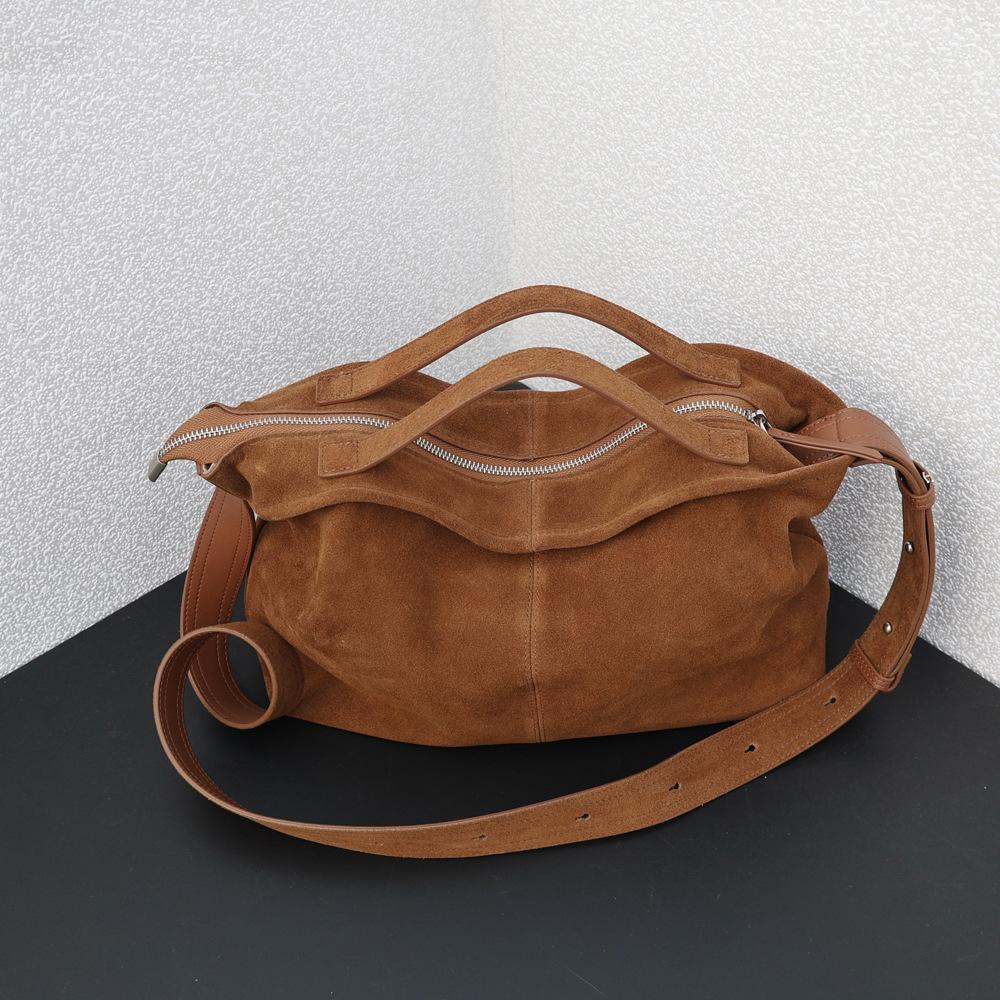 Autumn and winter matte cowhide lazy style suede tote bag commuter shoulder messenger genuine leather women's bag