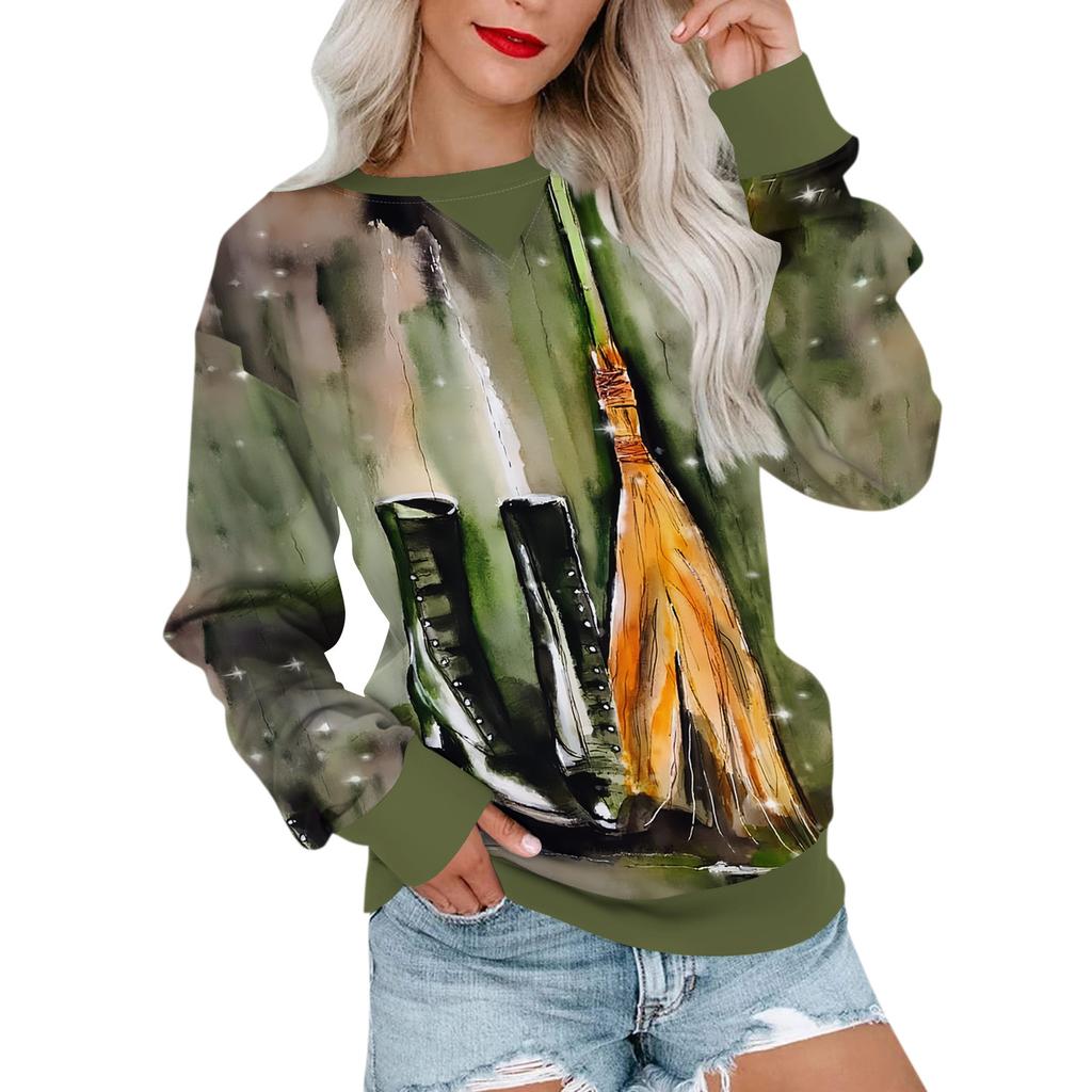 Lässiger, bedruckter Pullover für Damen, Langarmshirt, übergroßes Sweatshirt