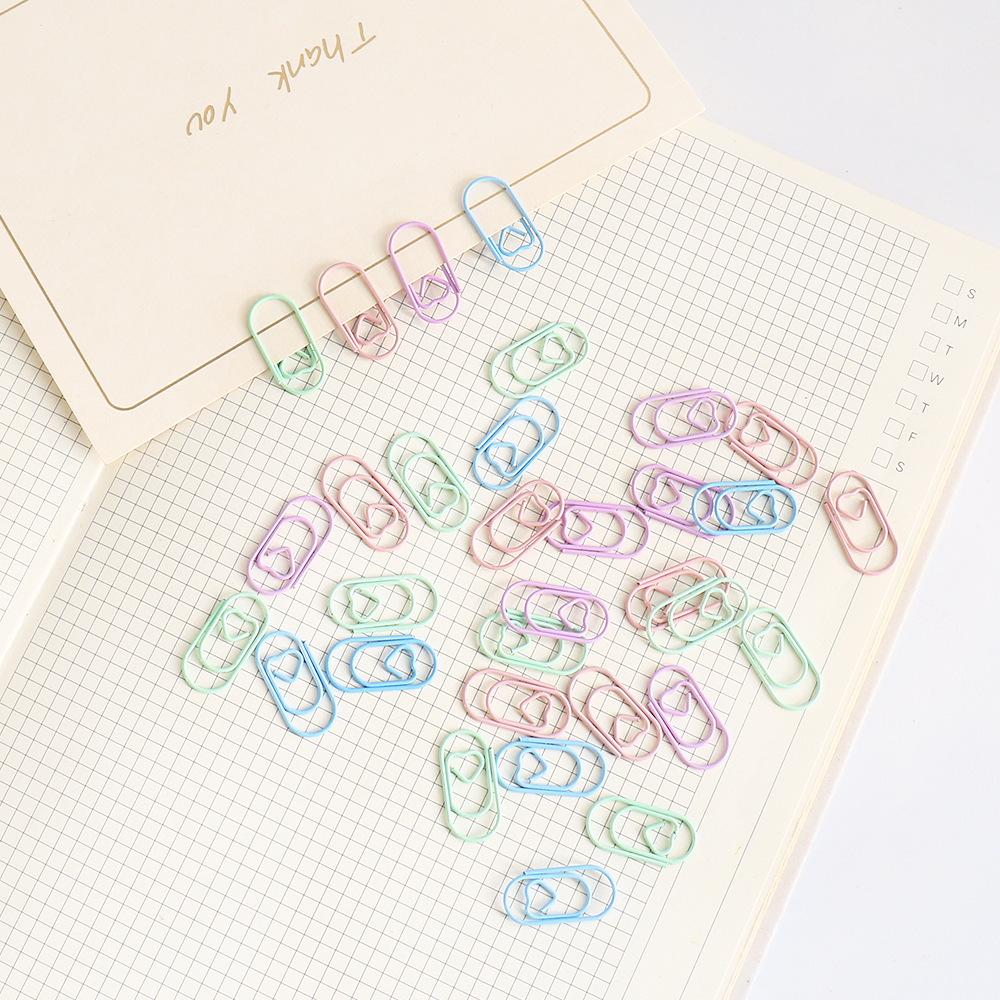 Heart-Shaped Macaron Colored Paper Clips - Creative Stationery Clips for Office Documents and Organization