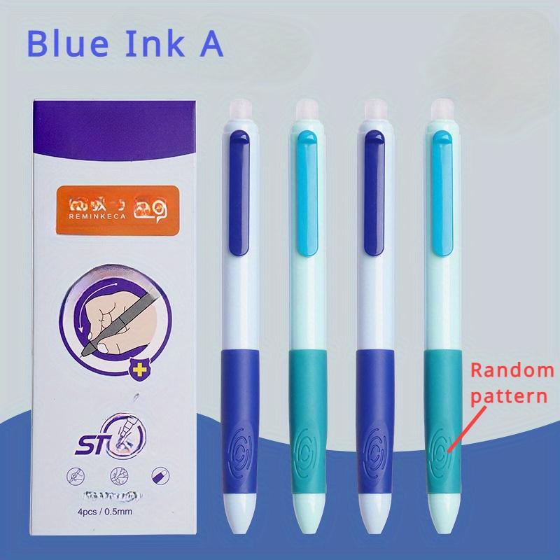 

[Hot Erasable Gel Pen] 4pcs/Box Hot Erasable Gel Pen | Press Rub Easy Erasable St Tip 0.5mm Blue Black Ink Neutral Pen - Stationery Supplies 4pcs/box