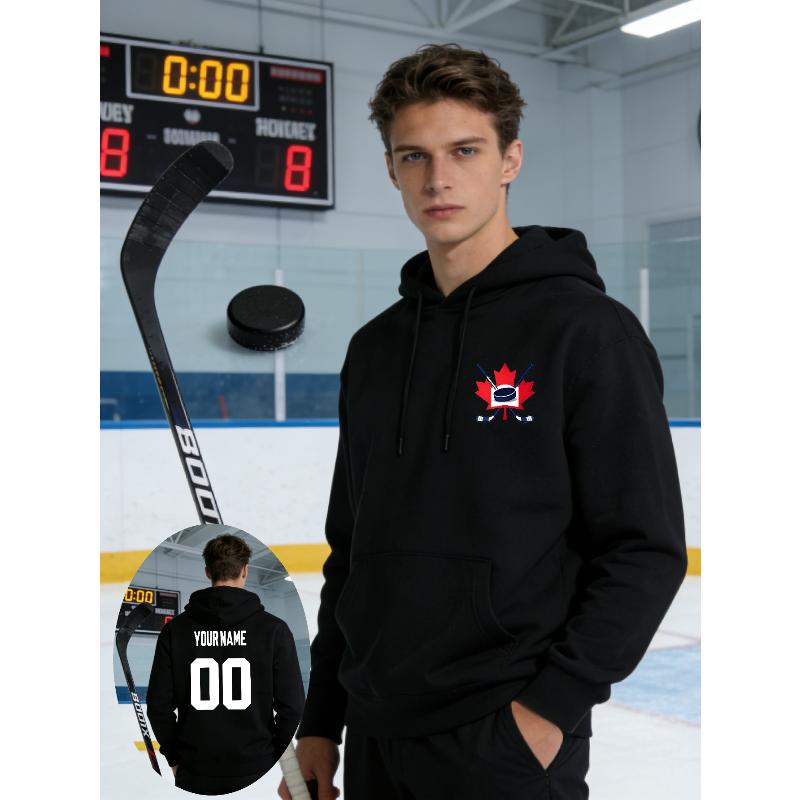 Hooded Men s Hockey Print Sweatshirt Soft Touch Comfortable All Day Wear S