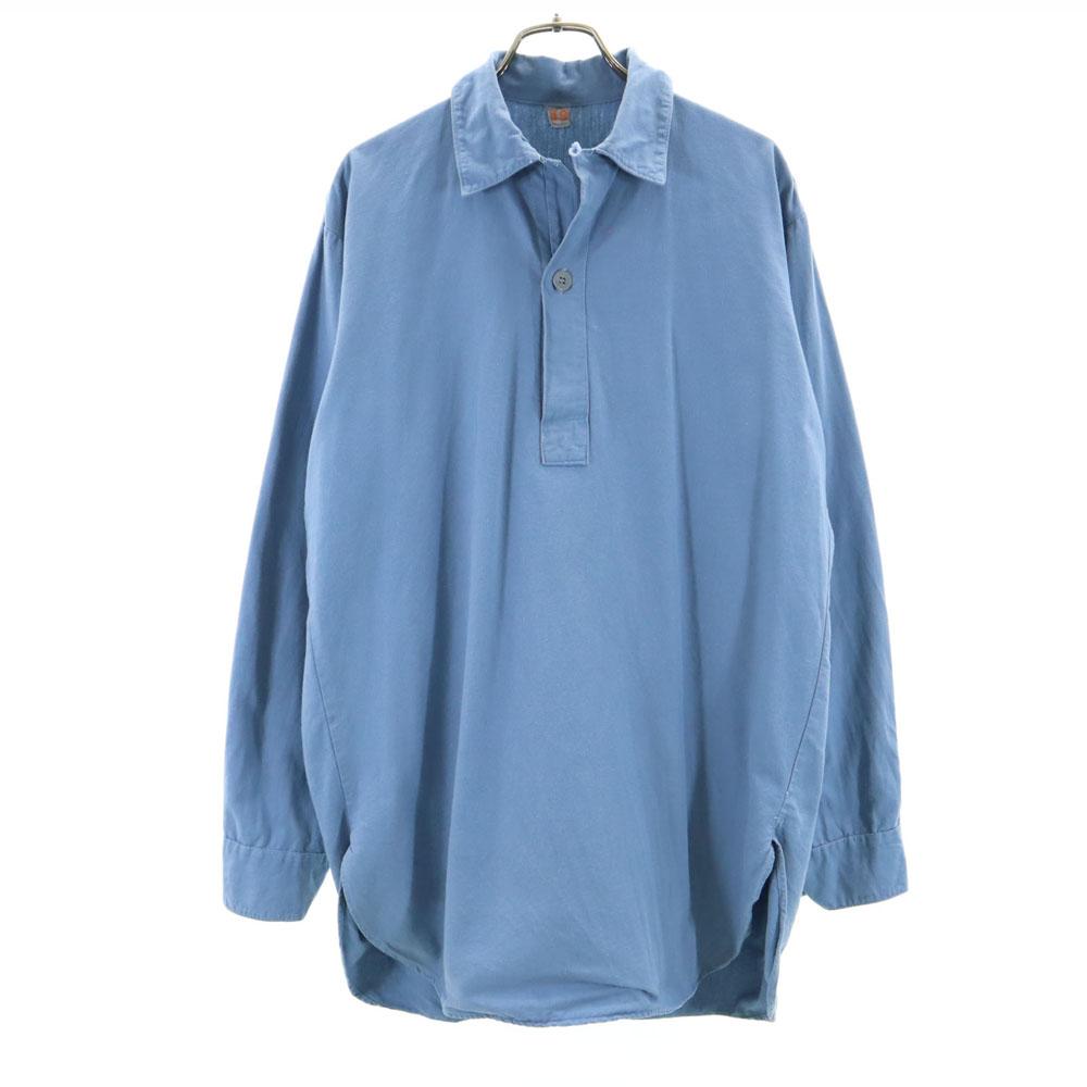 SWEDENISH ARMY 70s vintage Long sleeve Sleeping shirt 39 blue pullover Men's Used