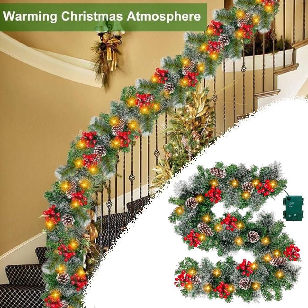 8 Modes LED Christmas Garland Waterproof Artificial Christmas Garland  Front Door Decor