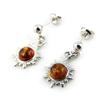 Les Trésors De Lily [N1961] - Silver 'Soleil' Amber Earrings (rhodium-plated) - 23x12 Mm