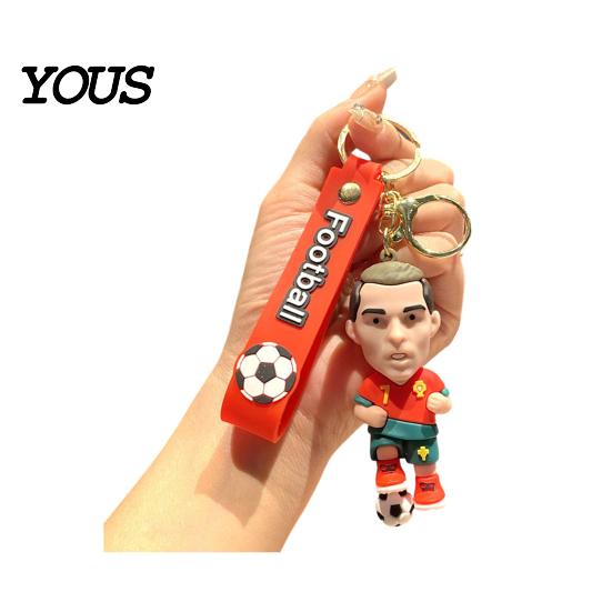Keychain Charm Pendant, Football Star Figure Key Holder with Exquisite Craftsmanship Lanyard, Bag Pendant for Backpacks Handbags Cars Wallets