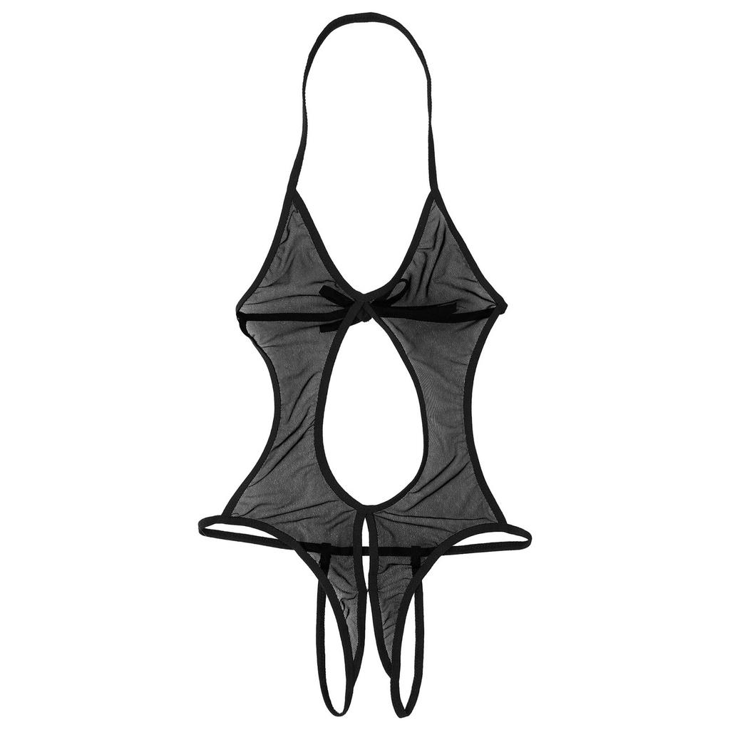 Costume da bagno intero da uomo e da donna in rete trasparente. Costume da bagno intero con scollo all'americana