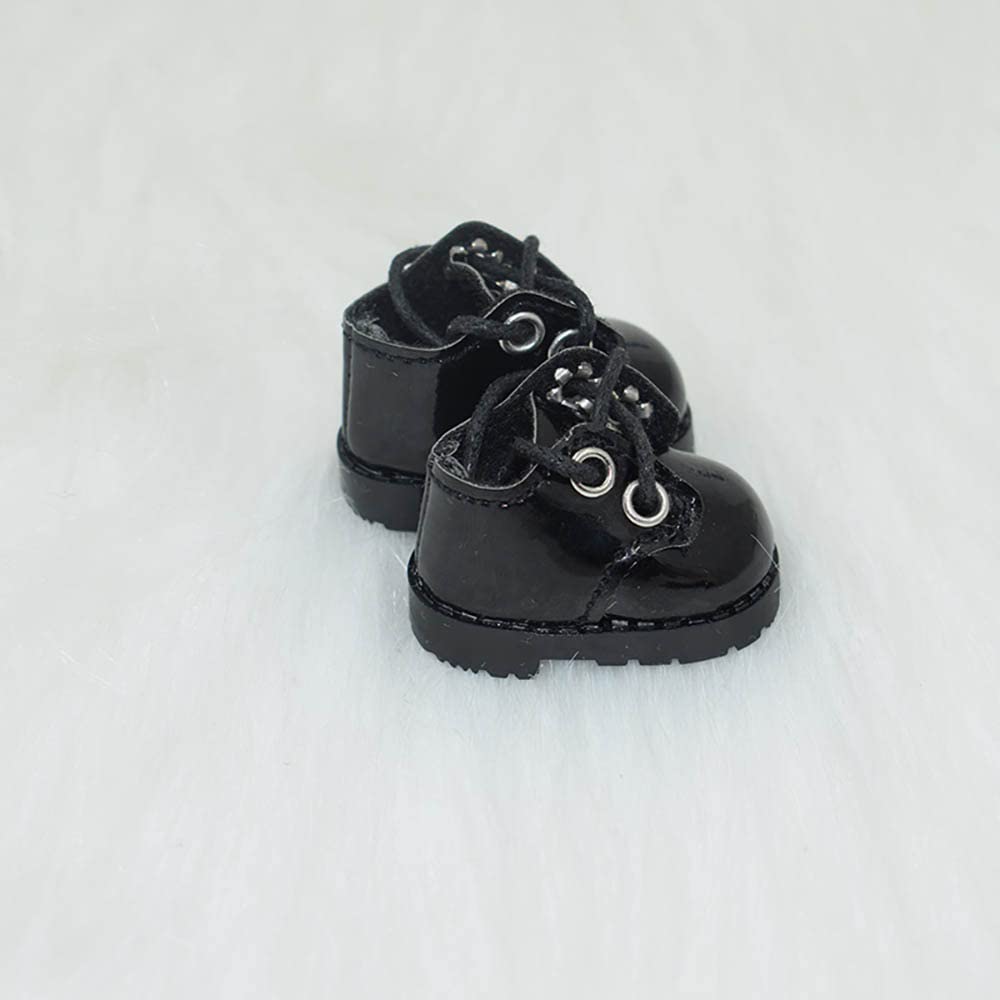 niannyyhouse 10cm Plush Leather Shoes, Cotton Doll Shoes, Shoe Length: Approx. 3.8cm, Dress-Up (Black + White)