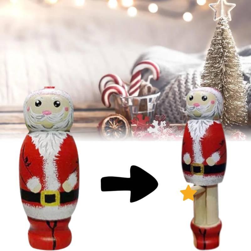 Unique Funny Santa Wooden Puppet Handcrafted Beech Wood For Christmas Decor Gifts