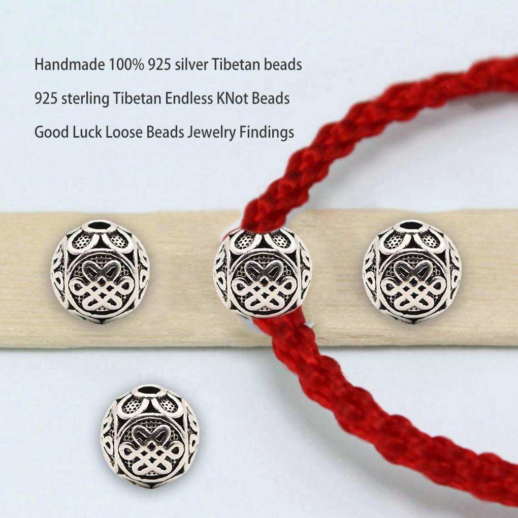 Silver Chinese Knot Bracelet Bead Stylish Engraved Decorative Replacement DIY Flower Pattern Beads Findings Accessories