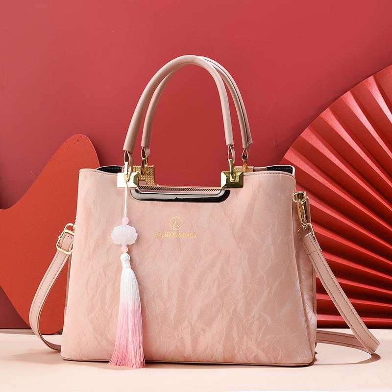 Stylish Pu Tote Bag For Women With Large Capacity And Trendy Fringe Design In Beige Pink Green And Black