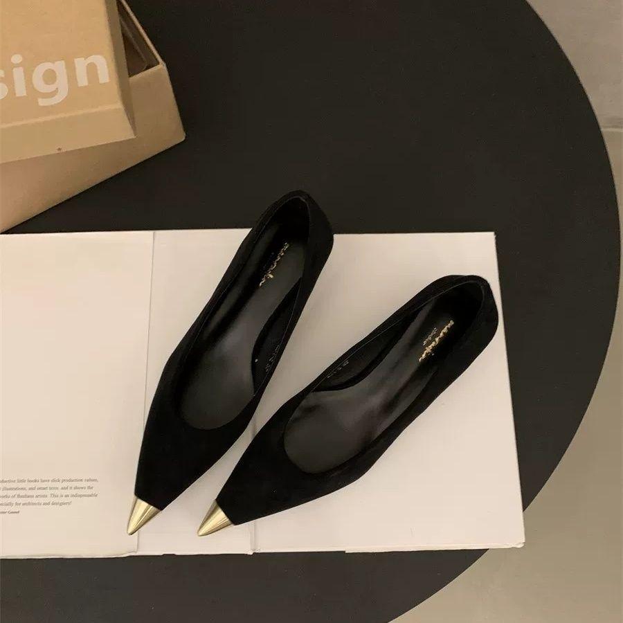 British style versatile light mouth single shoes spring and autumn color matching pointed head thin heel temperament celebrity with skirt ladyshoes