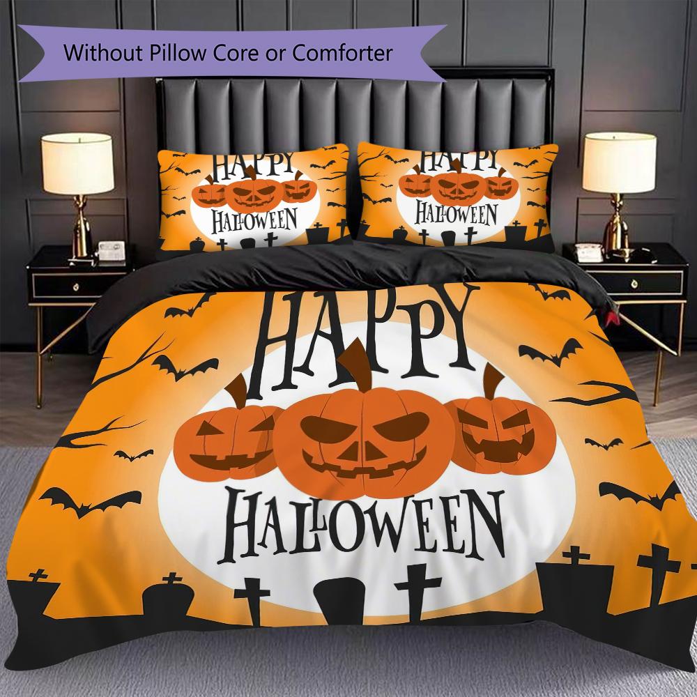 1PC Halloween theme pattern Bedding Quilt Set Quilt Cover Pillowcase Home Decoration Birthday Gift (1 * duvet cover + 2 * pillowcase, without core)