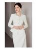 Off-White Square Neck Women's Professional Slimming Suit – Spring/Autumn Formal CEO Workwear
