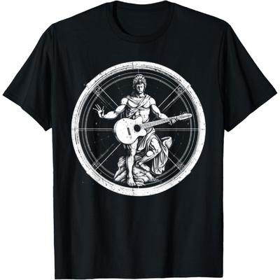 Guitar Shirt Da Vinci Vitruvian Man Guitar Player Musicians T-Shirt(1)