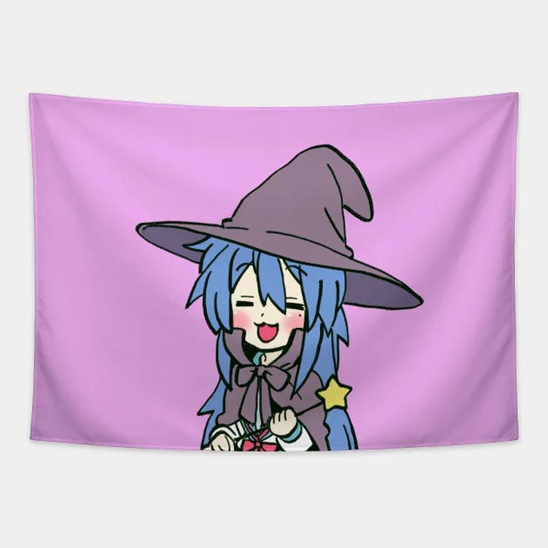 Tsukasa Hiiragi And Her Pink Flip Phone / Lucky Star Tapestry Dormitory Bedhead Sofa Living Room Background Decoration Tapestry