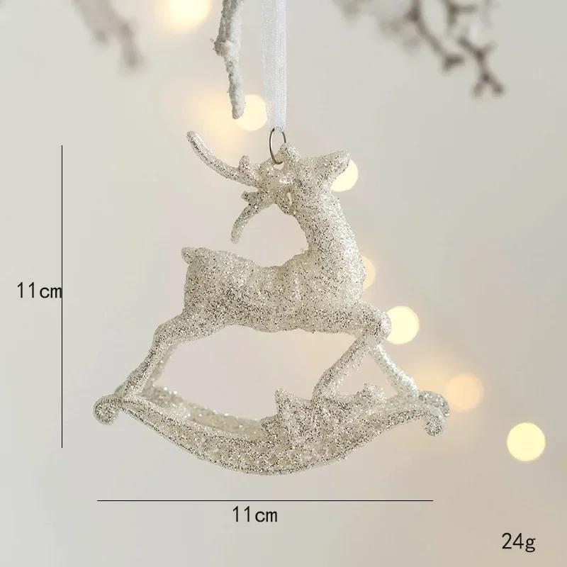 

Christmas Tree Hanging Pendants Glitter Small Xmas Deer Oranments Xmas Elk Merry Christmas Decor Happy New Year 2025 White Deer