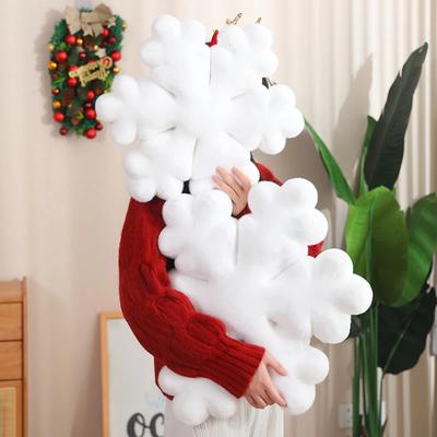 Lustiges Weißes Schneeflockenkissen Niedliches Weiches Plüschtier Weihnachtsdekoration Kissen Schneeflockenwurf Winter Weihnachten