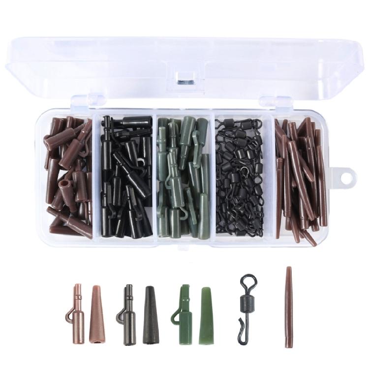 120Pcs Carps Fishing Tackle in Box, Fishing Accessory Set Include Fishing Hook Safety Clip Hook Stops with Tackle Box 1