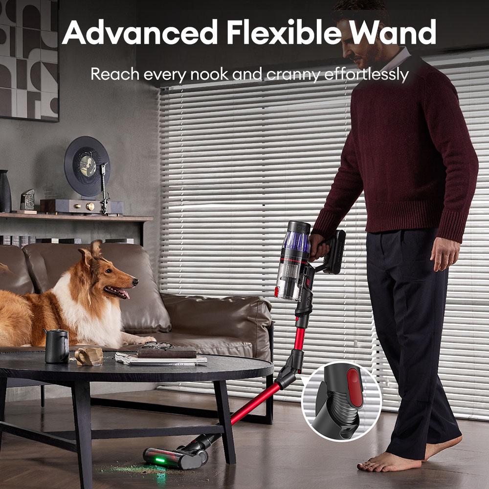 Aspirateur Balai Sans Fil Ultenic U16 Flex, Aspiration 45000Pa, Autonomie 60min, Tube Flexible à 180°, Brosse Anti-Enroulement