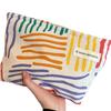 Colorful Stripes Corduroy Cosmetic Bag Portable Travel Toiletry Bag Skincare Sundries Aesthetic Makeup Storage Bag