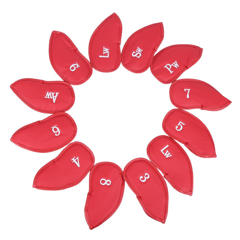 12PCS   Pattern PU Leather   Soft Convenient   Putter Cover Iron   Headcover Accessory During Outdoor Travel